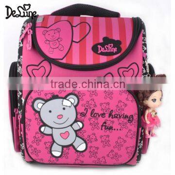 Bear pattern pink color Europe style kids school bag