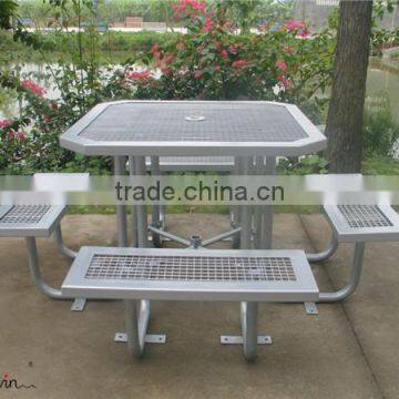 Powder coated metal patio table sets one table with four benches