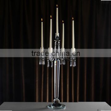 wholesale cheap clear crystal glass rustic church use candelabra