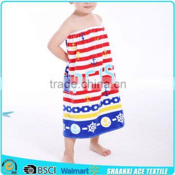 100% Cotton Velour Printing Kids Beach Skirt in Towel Fabric Cartoon Printed Kids Towel Skirt for Beach Time