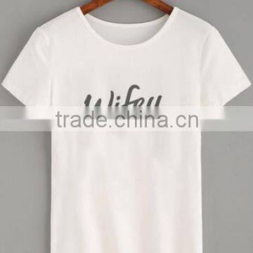 T-shirts latest fashion design women clothing White Letters Print T-shirt