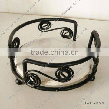 Factory Customize Round Metal Candle Stand And Ceramic Tile