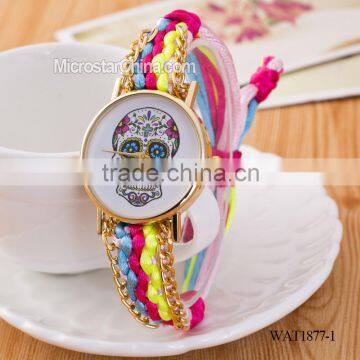 Elastic knitting watch chain skull watch