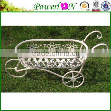 Antique White Beautiful Wrough Iron Flower Stand for Garden