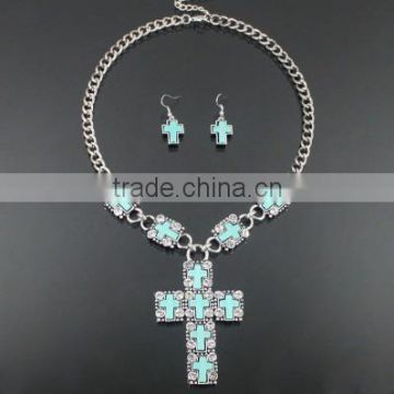 Stone Studded Cross Fashion Necklace Set