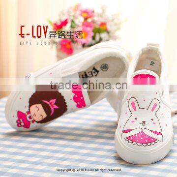 NO.XW009 White Canvas Slip-on Shoes Wholesale/Kids Canvas Shoes/Cheap Canvas Shoes