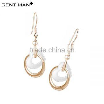 white ceramic and rose gold stainless steel earrings