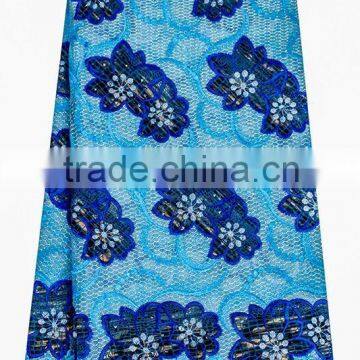 CL17-52(7)blue Gorgeous flower pattern Organza lace for Halloween dress french lace fabric