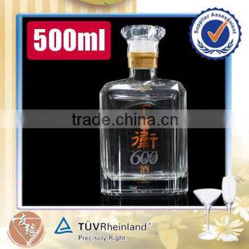 Wholesale high quality flat square empty liquor 50cl glass bottle                        
                                                                                Supplier's Choice