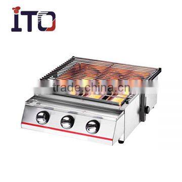 CS-J35 American Commercial 3 Burners Gas BBQ Device with Glass