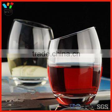 Creative wine tasting glass cup top slanted drinking glass