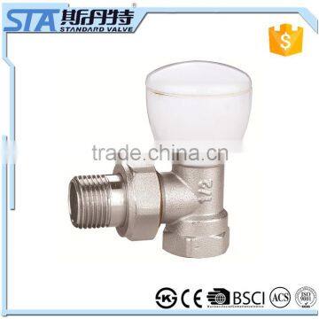 ART.5035 China Factory Low Price Lead Free Customized Forged Npt Brass Male Threaded Angle Radiator Valve With White Handle photo-3