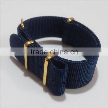 Gold Hardware Navy Blue Ballistic Nylon Watch Strap 24mm photo-4