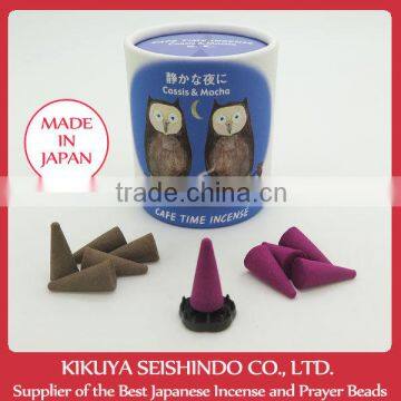 Nippon Kodo, Cafe Time Incense, Cassis & Mocha fragrances, cone incense, incense stand included, 10 pieces (5 pieces of each)