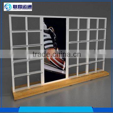 Most stylish shoes display wall glass MDF shelf metal rack