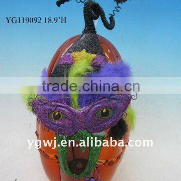 halloween pumpkin decoration with party mask