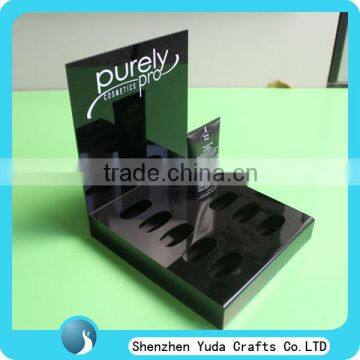 custom made POP acrylic display cosmetic product display stands , black display for cosmetic