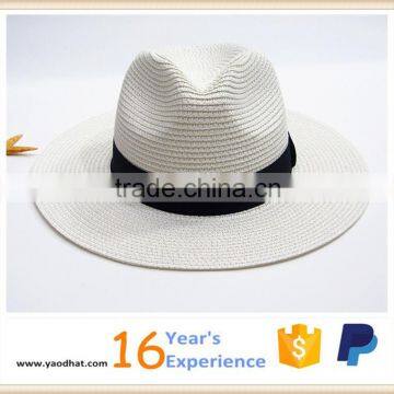 new cheap fashion wholesale good quality ribbon striped white paper panama custom party hot unisex straw hat