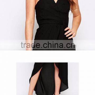 Plain Black Slim Fit Tube Dress Backless Long Evening Dress photo-3