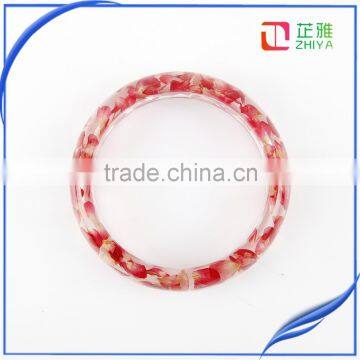 2016 Handmade High-bright Pressed Rose Flower Petal Resin Bangle for Women photo-5
