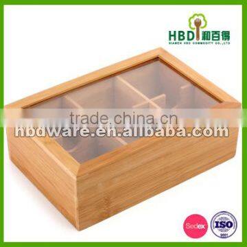 High quality bamboo storage box with lid, bamboo tea box, coffee box