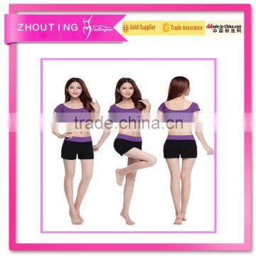 2016 New style Stitching color of tall waist three-piece short pants suit yoga