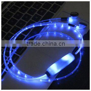 Hot sale Fashion 3.5mm LED earphone for mobile phone, Visible Flowing Light Audio Cable headphones with LED light