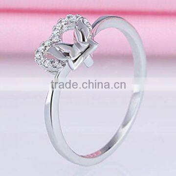 Wholesale Zircon Heart Design Bowknot Design 925 Sterling Silver Rings photo-3
