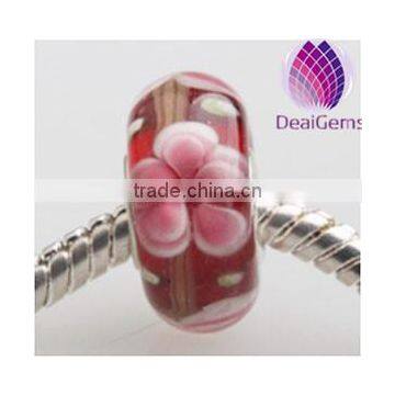 Europe and America red colour murano large hole glass beads