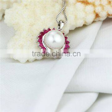 Latest Fashion AAA 9.5-10mm Button Sterling Silver Single Pearl Pendant