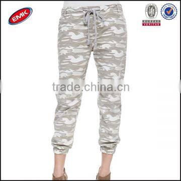 fashion newest design polyester cotton drawstring ladies army pants China supplier