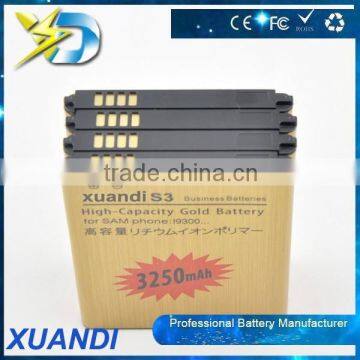 3250mah high capacity gold Battery for S3 mobile phone battery