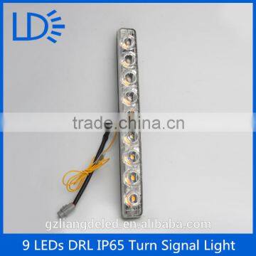 Super brigh led 12V light 9 LEDs auto lamps daytime running light with turn function