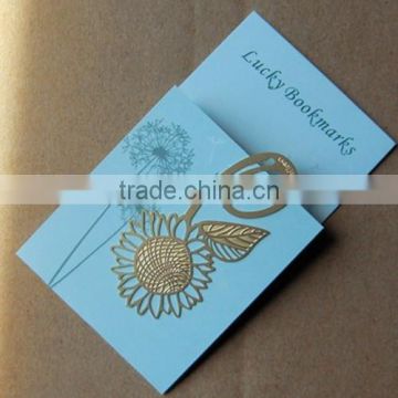 gold flower bookmark,custom metal book marker