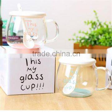 High Borosilicate Material Creative Fruit Glass Cup With Ceramic Spoon and Lid for Restaurant photo-2