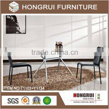 Latest french design dining table /1+4 seaters glass top design dining table and chair