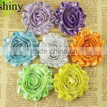 Shabby Shiny Glitter 2.5inch Chiffon Flower Trims