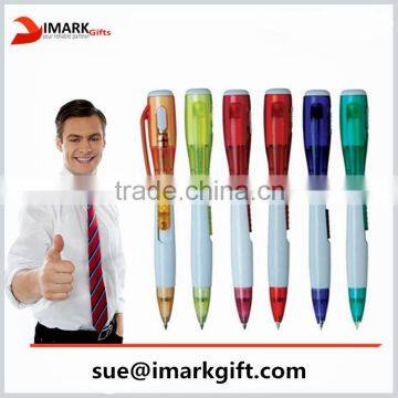 promotional LED light pen customized logo plastic ball pen