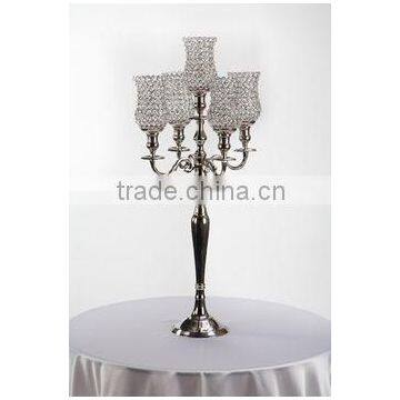 Crystal Votive Candelabra, 5 Arms Metal Candelabra, Crystal Candelabra, Candle Holder/Wedding Candleabra