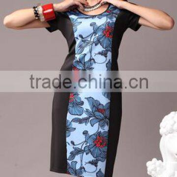 Pretty Steps 2016 new fashion ladies designed elegant floral print summer slim fit dress