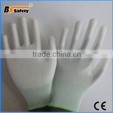 BSSAFETY high stretchable nylon knitted pu palm coated antistatic gloves