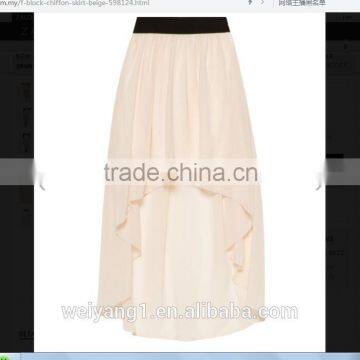 Fashionable Flowy Block Chiffon Girl Skirt With Elasticated Waistband