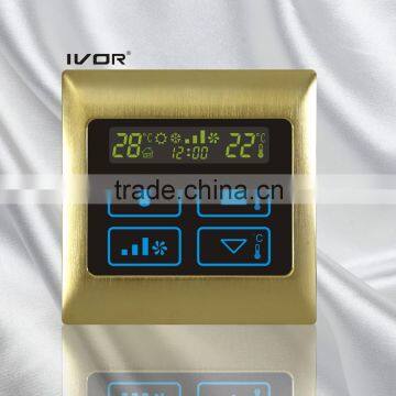 Good Quality IVOR 220V Central Air-Conditioner Thermostat Digital AC Thermostat Switch SK-AC2000T Satin Gold Metal Frame