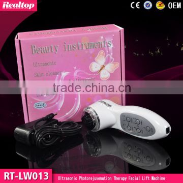 Mini 7 color photon led skin rejuvenation vibrating facial massager machine photon ultrasonic device LW-013