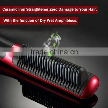 3 In 1 Wholesale LCD Display Electric Rotating Hair Straightener Brush photo-5