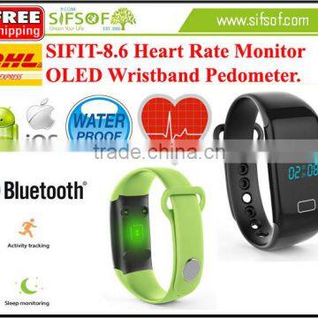 SIFIT-8.6 New Wristband Pedometer Waterproof, Steps Counter Acitvity Tracker, Heart Rate Monitoring