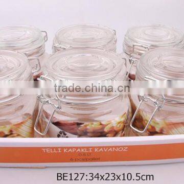 6pcs Glass Storage Jar With Glass Lid in a Paper Tray