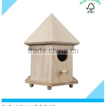 Natural Wood 6 Sides Small Wooden Bird House