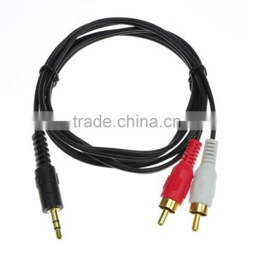 Copper Core 3.5mm Stereo Jack Male to 2x Phono Dual RCA Male Audio Y Cable Gold