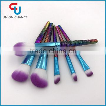 Factory Direct Cosmetics Makeup Brushes Set 6Pcs Rainbow Unicorn Handle